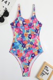 Pink Sexy Print Backless Swimwears (With Paddings)