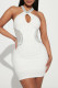 White Sexy Solid Patchwork Hot Drill Pencil Skirt Dresses