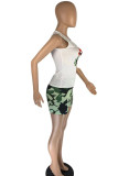 Black Casual Print Patchwork O Neck Sleeveless Two Pieces