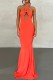 Orange Sexy Solid Bandage Backless Halter Strapless Dress Dresses