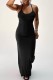 Black Sexy Casual Solid Backless Spaghetti Strap Long Dress Dresses