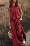 Yellow Work Elegant Solid Slit O Neck A Line Dresses