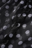Pink Casual Print Polka Dot Patchwork Ribbon Collar Shirt Dress Dresses
