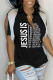 Black Casual Letter Print Tassel Patchwork V Neck T-Shirts