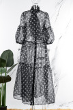 Pink Casual Print Polka Dot Patchwork Ribbon Collar Shirt Dress Dresses