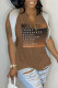 Coffee Casual Letter Print Tassel Patchwork V Neck T-Shirts
