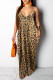 Leopard Print Sexy Print Patchwork Spaghetti Strap Sling Dress Dresses