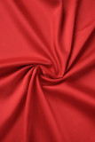 Red Sexy Solid Patchwork High Opening Spaghetti Strap Sling Dress Dresses