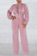 Pink Casual Solid Hollowed Out Patchwork With Belt O Neck Straight Jumpsuits(With A Belt)