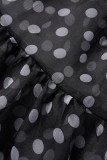 Pink Casual Print Polka Dot Patchwork Ribbon Collar Shirt Dress Dresses