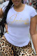 White Casual Vintage Print Patchwork O Neck T-Shirts