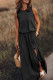 Black Work Elegant Solid Slit O Neck A Line Dresses