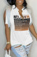 White Casual Letter Print Tassel Patchwork V Neck T-Shirts