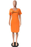 Pink Casual Print Patchwork V Neck Straight Dresses
