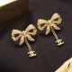 White Elegant Geometric With Bow Earrings
