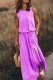Light Purple Work Elegant Solid Slit O Neck A Line Dresses