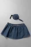 Blue Sexy Solid Patchwork Strapless Tops