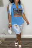 Coffee Casual Letter Print Tassel Patchwork V Neck T-Shirts