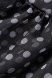 Pink Casual Print Polka Dot Patchwork Ribbon Collar Shirt Dress Dresses