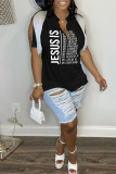 Grey Casual Letter Print Tassel Patchwork V Neck T-Shirts