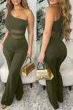 Ink Green Sexy Casual Solid Backless Spaghetti Strap Skinny Jumpsuits