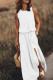 White Work Elegant Solid Slit O Neck A Line Dresses