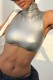 Silver Sexy Casual Solid Basic Turtleneck Tops