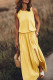 Yellow Work Elegant Solid Slit O Neck A Line Dresses