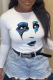 White Casual Street Print Patchwork O Neck Tops