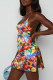 Colour Sexy Party Print Backless Strap Design Spaghetti Strap Sling Dress Dresses
