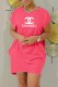 Rose Red Casual Print Letter O Neck Irregular Dress Dresses