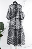 Pink Casual Print Polka Dot Patchwork Ribbon Collar Shirt Dress Dresses