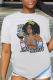 White Casual Vintage Print Patchwork O Neck T-Shirts