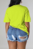 Pink Casual Patchwork Basic O Neck T-Shirts