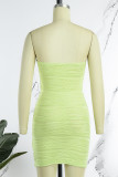 Green Sexy Solid Backless Strapless Sleeveless Dress Dresses