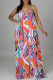 Pink Casual Daily Print Backless Spaghetti Strap Loose Jumpsuits(Without Belt)