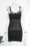 Green Sexy Solid Backless V Neck Sling Dress Dresses