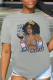 Grey Casual Vintage Print Patchwork O Neck T-Shirts