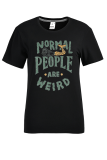 Black Casual Daily Print Letter O Neck T-Shirts
