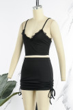 Pink Sexy Casual Solid Backless Spaghetti Strap Sleeveless Two Pieces