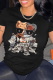 Black Casual Daily Print Patchwork O Neck T-Shirts