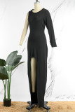 Coffee Casual Solid Slit O Neck Sleeveless Dress Dresses