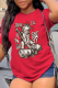 Red Casual Street Print Patchwork O Neck T-Shirts