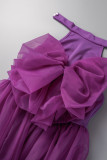 Pink Sexy Solid Patchwork With Bow Half A Turtleneck Irregular Dress Dresses