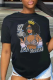 Black Casual Vintage Print Patchwork O Neck T-Shirts