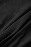 Black Casual Letter Hot Drilling Patchwork O Neck T-Shirts