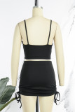 Pink Sexy Casual Solid Backless Spaghetti Strap Sleeveless Two Pieces