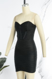 Green Sexy Solid Backless Strapless Sleeveless Dress Dresses