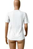 Red Casual Street Print Patchwork O Neck T-Shirts