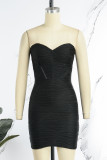 Green Sexy Solid Backless Strapless Sleeveless Dress Dresses